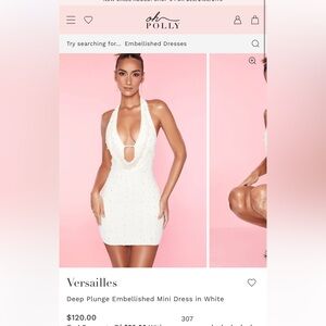 Oh Polly Versailles White Deep Plunge Mini Dress